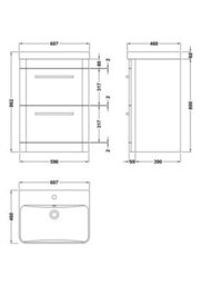 Balterley Croxden 600mm Floor Standing 2 Drawer Vanity Unit With Ceramic Basin - Indigo Blue - thumbnail 8