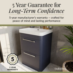 Balterley Croxden 600mm Floor Standing 2 Drawer Vanity Unit With Ceramic Basin - Indigo Blue - thumbnail 6