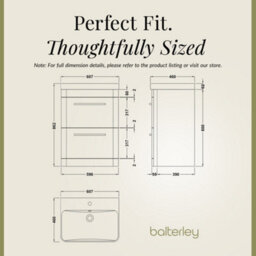 Balterley Croxden 600mm Floor Standing 2 Drawer Vanity Unit With Ceramic Basin - Indigo Blue - thumbnail 5