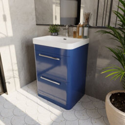Balterley Croxden 600mm Floor Standing 2 Drawer Vanity Unit With Ceramic Basin - Indigo Blue - thumbnail 4