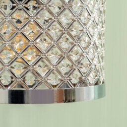 Valuelights Hadley Silver Easy Fit Metal Cut Out Acrylic Jewel Drum Ceiling Light Shade (D)24Cm - thumbnail 3