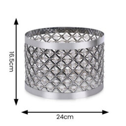 Valuelights Hadley Silver Easy Fit Metal Cut Out Acrylic Jewel Drum Ceiling Light Shade (D)24Cm - thumbnail 6