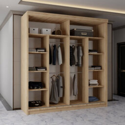 Sliding Wardrobes 4 u LTD Sliding Wardrobes 4U Evora Oak Mirror Sliding Door Wardrobe With Shelves & Rails, W203Cm X H217Cm - thumbnail 2