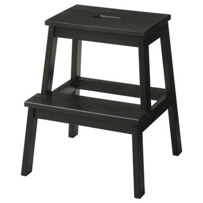 Black Step Stool Wooden Kitchen Bathroom Ladder Stool Home Access Aid - image 1
