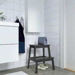 Black Step Stool Wooden Kitchen Bathroom Ladder Stool Home Access Aid - thumbnail 3