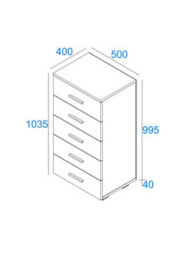 Core Products Lido 5 Narrow Tall Chest Of Drawers, White - thumbnail 5