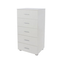 Core Products Lido 5 Narrow Tall Chest Of Drawers, White - thumbnail 1