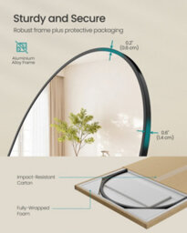 LEDREM Full Length Mirror, 165 X 60 Cm, Arched Full Body Mirror With Stand - thumbnail 7