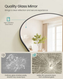 LEDREM Full Length Mirror, 165 X 60 Cm, Arched Full Body Mirror With Stand - thumbnail 4