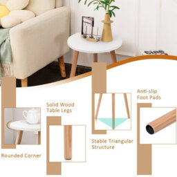 Costway Round Coffee End Table Sofa Side Table Modern Tea Table Furniture Living Room - thumbnail 9