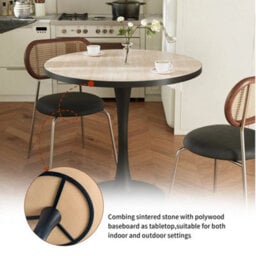 30Inch Round Leisure Coffee Table Cocktail Bar Table For Home Office Dining Room - thumbnail 3