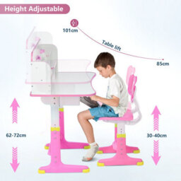 Kids Girls Desk And Chair Set Height Adjustable Student Study Table And Chair Set - thumbnail 3