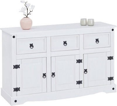 Mews Corona Sideboard All White Country 3 Door 3 Drawer Soild Mexican Pine Wood - image 1