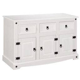 Mews Corona Sideboard All White Country 3 Door 3 Drawer Soild Mexican Pine Wood - thumbnail 3