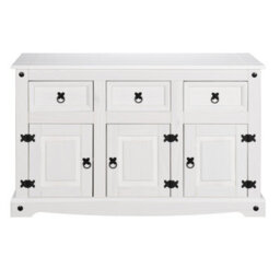 Mews Corona Sideboard All White Country 3 Door 3 Drawer Soild Mexican Pine Wood - thumbnail 2
