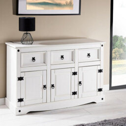 Mews Corona Sideboard All White Country 3 Door 3 Drawer Soild Mexican Pine Wood - thumbnail 5