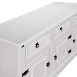 Mews Corona Sideboard All White Country 3 Door 3 Drawer Soild Mexican Pine Wood - thumbnail 6