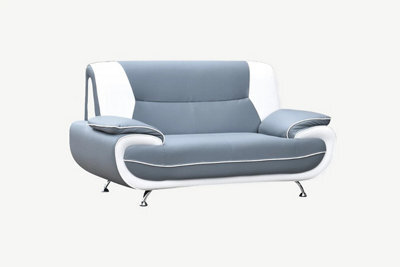 Luigi 2 Seater Sofa Faux Leather Grey White - image 1