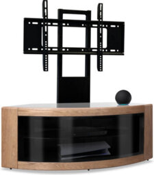 "Centurion Supports Pangea Black/oak Beam-Thru Curved True-Corner Up To 50"" Tv Cabinet With Mounting Arm" - thumbnail 5