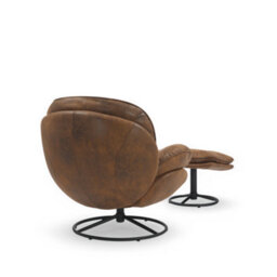 Faux Leather Suede Brown Azura Swivel Accent Chair With Footstool - thumbnail 7