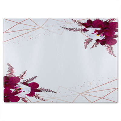 Benjamin Tate Design Geometrics & Flowers Glass Chopping Boarddesigner Style - image 1