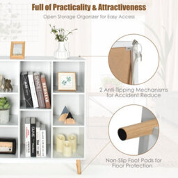 Costway 8-Cube Storage Bookcase Wooden Bookshelf Side Cabinet Freestanding Display Rack - thumbnail 5