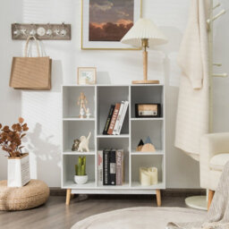 Costway 8-Cube Storage Bookcase Wooden Bookshelf Side Cabinet Freestanding Display Rack - thumbnail 4