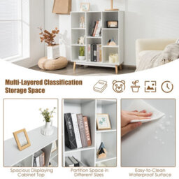 Costway 8-Cube Storage Bookcase Wooden Bookshelf Side Cabinet Freestanding Display Rack - thumbnail 7
