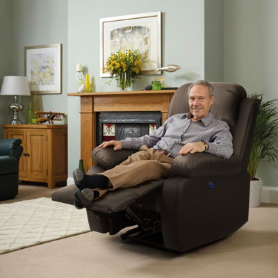 Comfy Living Pu Leather Electric Reclining Chair In Brown