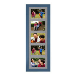 AK Frames 26X8 Navy Blue Sleek Multi Photo Frame With Mid Grey Mount - Holds 5 Apertures (5X) 6X4 Photos - thumbnail 1