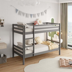 Home Source Hendon Children's Wooden Single Splittable Bunk Bed Grey - thumbnail 1