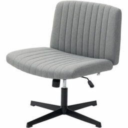 Linen Cross Legged Tilt Office Chair Grey - thumbnail 1