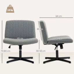 Linen Cross Legged Tilt Office Chair Grey - thumbnail 2