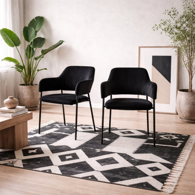 Wyld Haus Haderslev Set Of 2 Black Upholstered Dining Chairs With Armrests - image 1