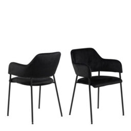 Wyld Haus Haderslev Set Of 2 Black Upholstered Dining Chairs With Armrests - thumbnail 2