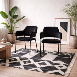 Wyld Haus Haderslev Set Of 2 Black Upholstered Dining Chairs With Armrests - thumbnail 1