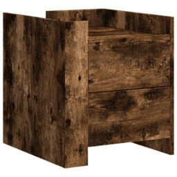 Berkfield Bedside Cabinet Smoked Oak 45X50X50 Cm Engineered Wood - thumbnail 2