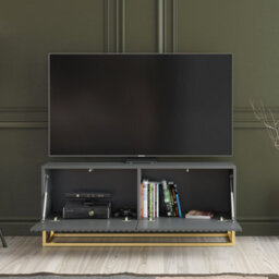 Tv Unit Ripple 100Cm - Dark Grey With Fluted Doors - thumbnail 2