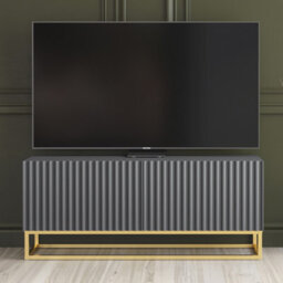 Tv Unit Ripple 100Cm - Dark Grey With Fluted Doors - thumbnail 1