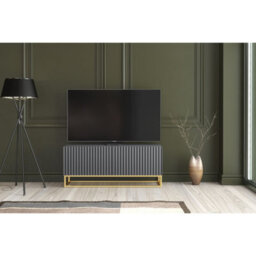 Tv Unit Ripple 100Cm - Dark Grey With Fluted Doors - thumbnail 3