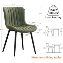 Green Dining Chairs Set Of 2 Leather With Sturdy Metal Legs For Home, Office, And Cafe - thumbnail 2