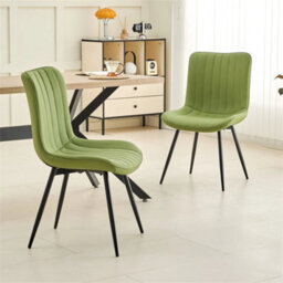 Green Dining Chairs Set Of 2 Leather With Sturdy Metal Legs For Home, Office, And Cafe - thumbnail 3