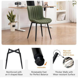 Green Dining Chairs Set Of 2 Leather With Sturdy Metal Legs For Home, Office, And Cafe - thumbnail 4