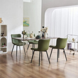 Green Dining Chairs Set Of 2 Leather With Sturdy Metal Legs For Home, Office, And Cafe - thumbnail 5