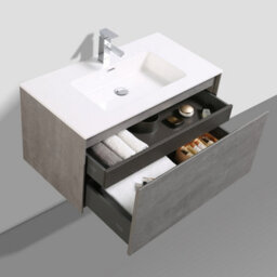 Plum&clay Rigel Concrete Wall Hung Bathroom Vanity Unit With White Basin (W)900mm (H)450mm - thumbnail 5