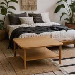 Wyld Haus Bermudas Natural Oak Square Coffee Table With Lower Shelf - thumbnail 1