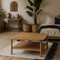 Wyld Haus Bermudas Natural Oak Square Coffee Table With Lower Shelf - thumbnail 2