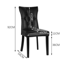 Living And Home Dining Chair Set Of 2 Black Pu Leather High Backrest Dining Chairs - thumbnail 6
