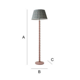 Valuelights Bobbins Pastel Pink Floor Lamp With Floral Pleated Shade - thumbnail 7