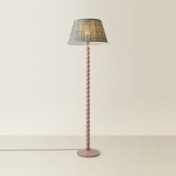 Valuelights Bobbins Pastel Pink Floor Lamp With Floral Pleated Shade - thumbnail 4